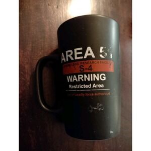 Area 51 S-4 Warning Black Coffee Mug Alien Restricted Zone Matte Cup